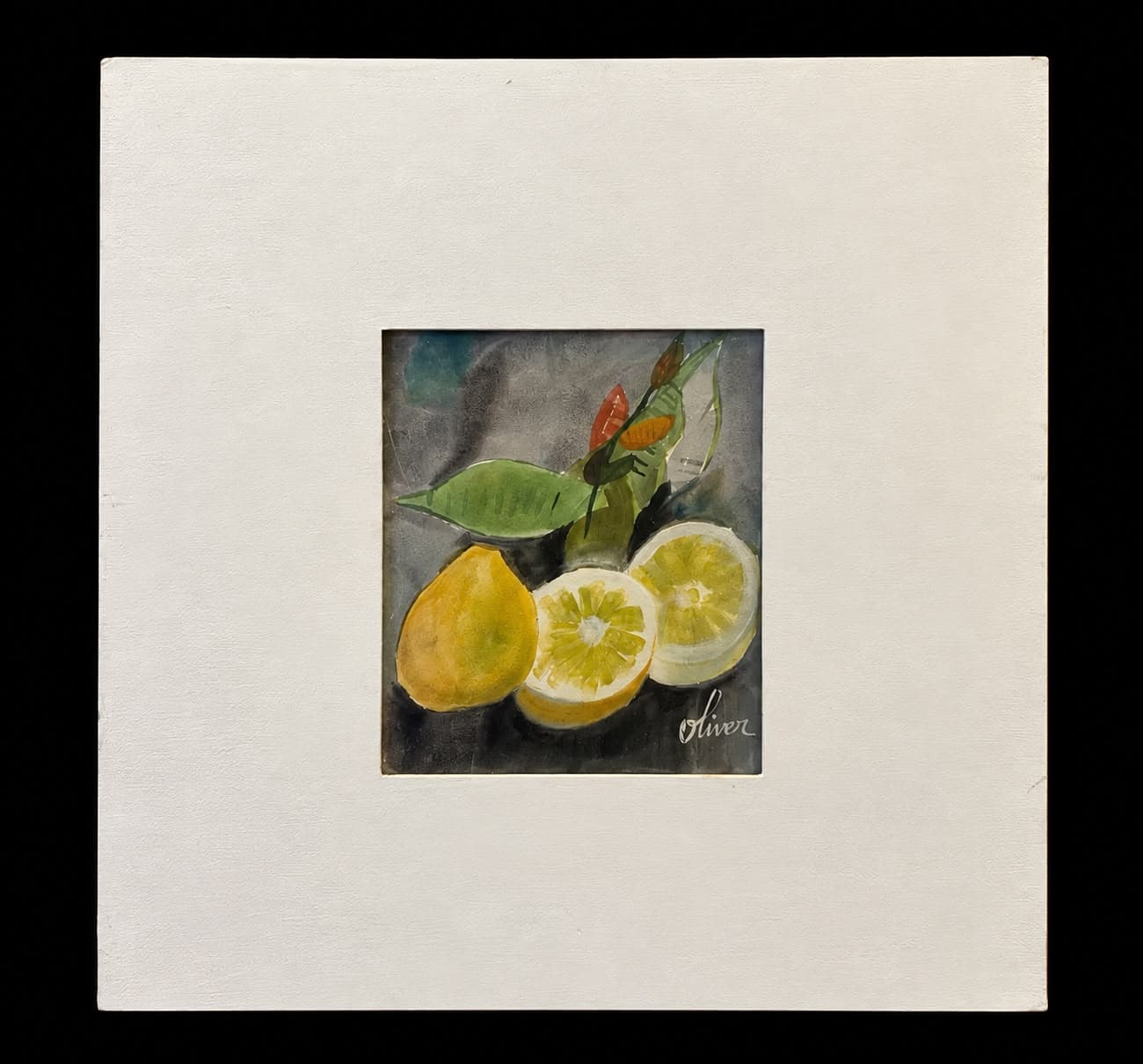 Pequena pintura de limões com paspatur branco largo